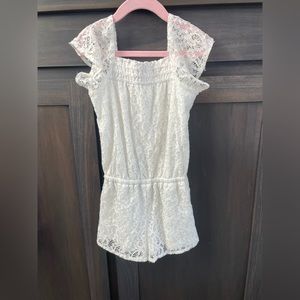 Girls Lace Romper, Size 5/6, Place, White